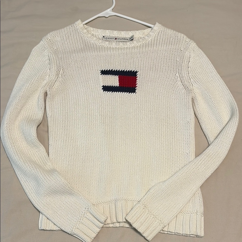 Tommy Hilfiger Cream Knit Crew Neck Sweater